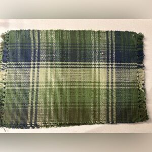 Set of 4 placemats - green and blue plaid - 100% cotton
